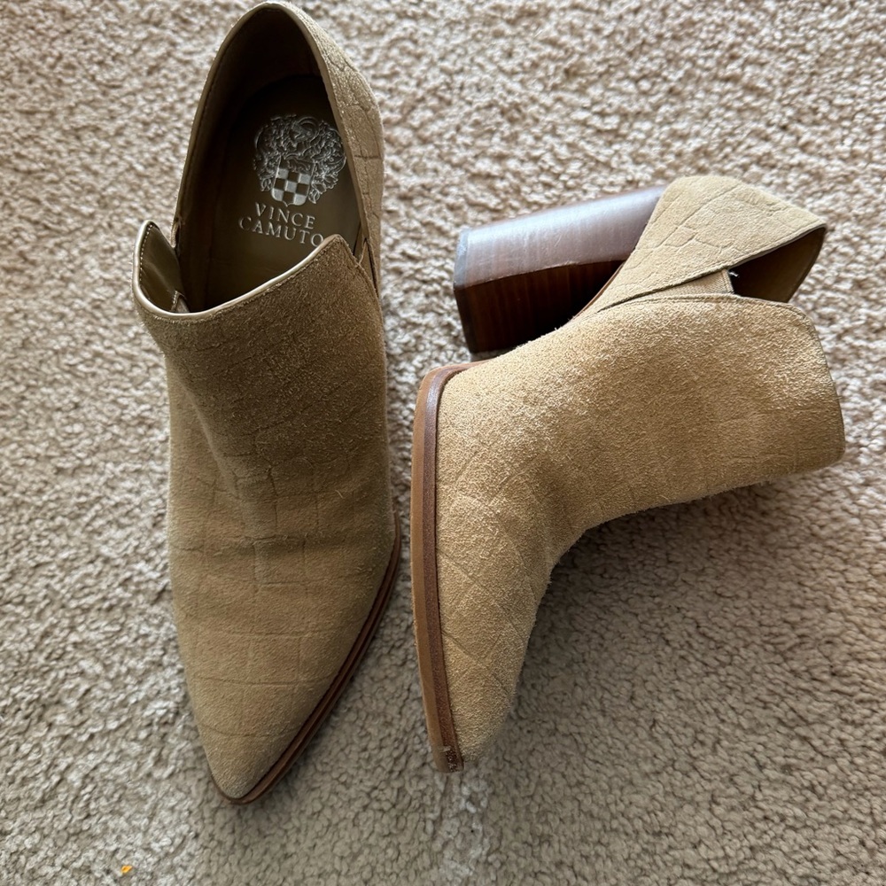 Vince Camuto Tan Suede Pointed Ankle Booties